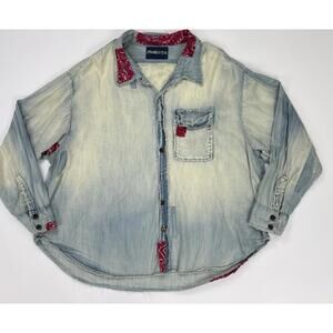 Magnolia Pearl Denim Sanforized Adison Work Shirt Button Up One Size Distressed